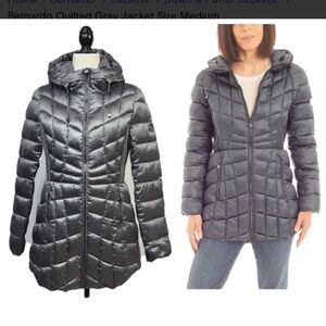 Bernardo Women's Metallic Gray Puffer quilted Jacket
